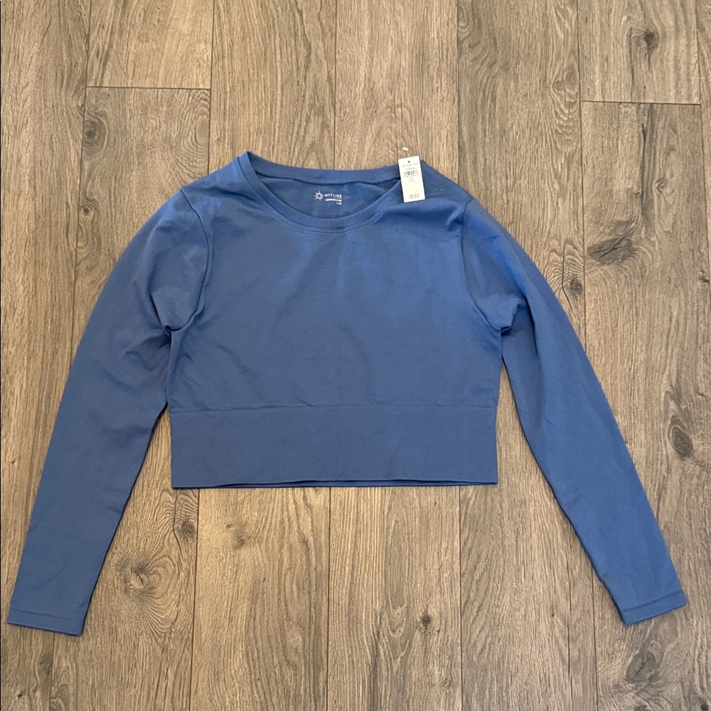 Aerie Blue Long Sleeve Crop Top